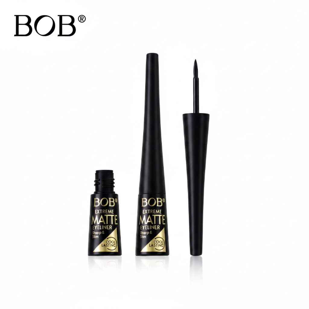 BOB Extreme Matte Eyeliner product shot with BOB logo