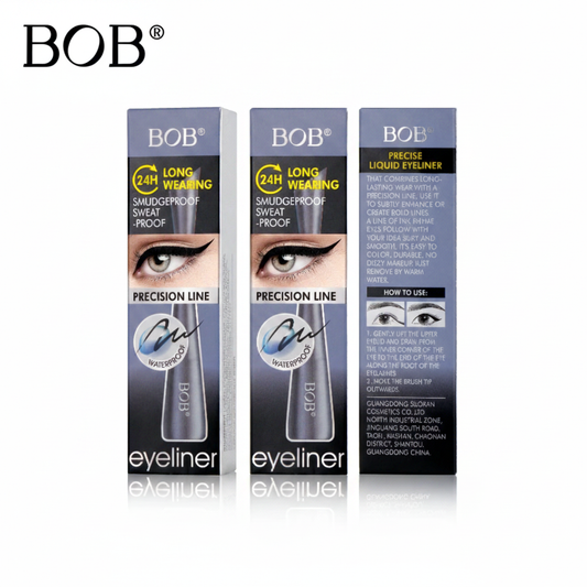 BOB Precision Waterproof Liquid Eyeliner packaging with BOB logo